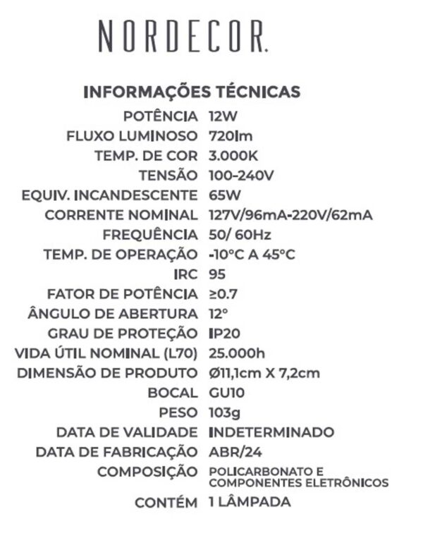 LAMPADA LED SOF IRC95 AR111 12° 12W 3000K - Image 5