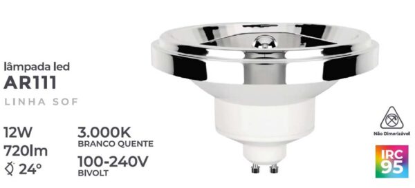 LAMPADA LED SOF IRC95 AR111 24° 12W 3000K - Image 5