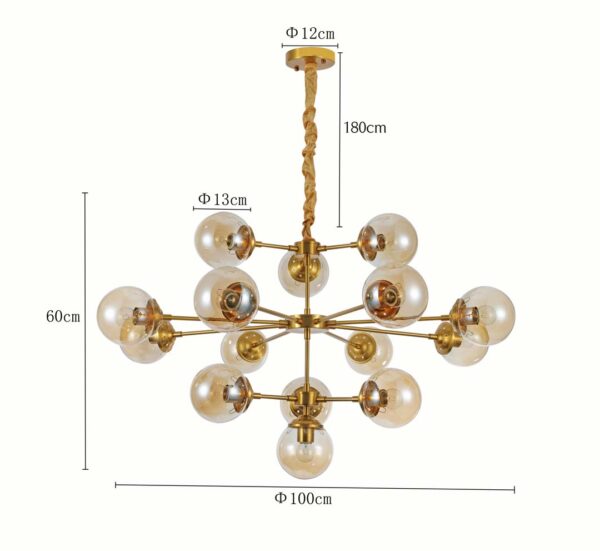 PENDENTE JABUTICABA 13CM 15XE27 13CM DOURADO - Image 9