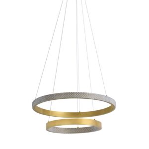 PENDENTE LED BEAN 40+60CM 4M 47W 3000K DOURADO