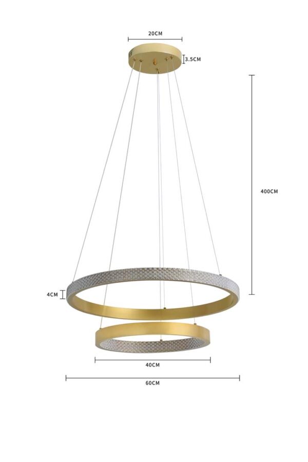 PENDENTE LED BEAN 40+60CM 4M 47W 3000K DOURADO - Image 13