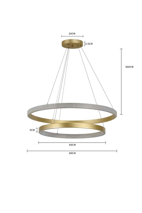 PENDENTE LED BEAN 60+80CM 4M 67W 3000K DOURADO - Image 9