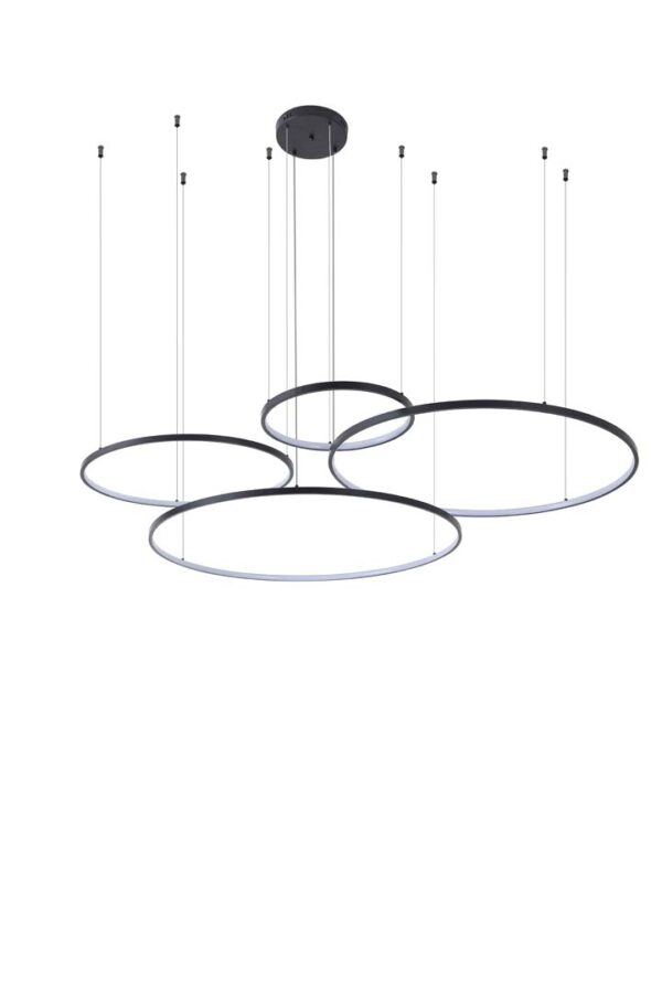 PENDENTE LED DAIRE 40/60/80/100 CM 132W 3000K PRETO
