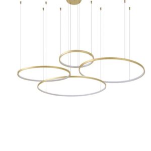 PENDENTE LED DAIRE COM 5M 132W 40/60/80/100CM 3000K DOURADO FOSCO