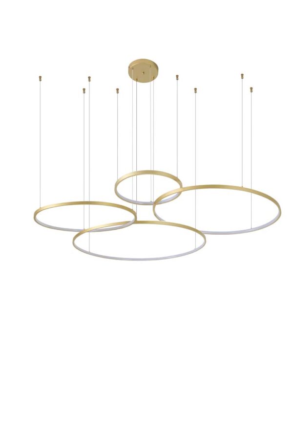 PENDENTE LED DAIRE COM 5M 132W 40/60/80/100CM 3000K DOURADO FOSCO