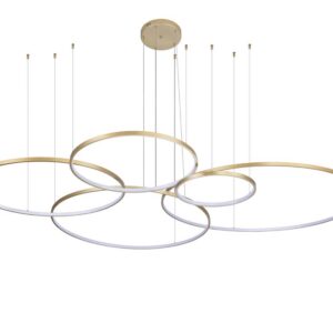 PENDENTE LED DAIRE 5M 189W 40/60/80/100/120CM 3000K DOURADO FOSCO