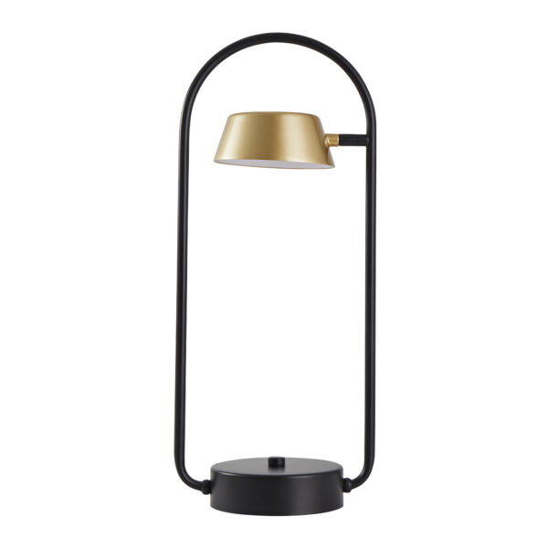 ABAJUR LED ZAVI ONI DE MESA 7W 3000K OURO FOSCO E PRETO