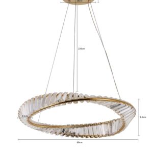 PENDENTE LED CRISTAL LEZIE 60CM 49W 3000K OURO BRILHO