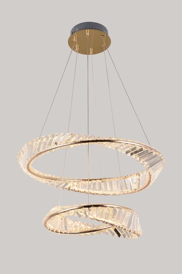 PENDENTE LED CRISTAL LEZIE 40+60CM 71W 3000K OURO BRILHO - Image 2