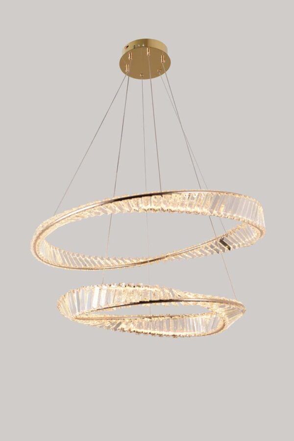 PENDENTE LED CRISTAL LEZIE 60+80CM 97W 3000K OURO BRILHO - Image 2