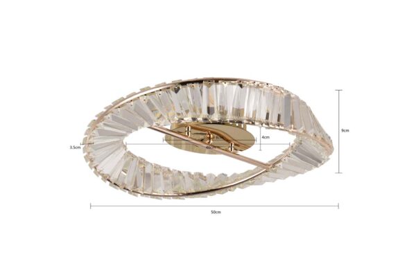 PLAFON LED CRISTAL LEZIE 50CM 41W 3000K OURO BRILHO