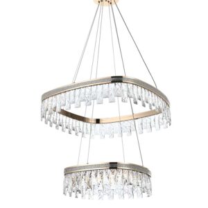 PENDENTE LED CRISTAL STENNA 40/60CM 47W 3000K OURO BRILHO