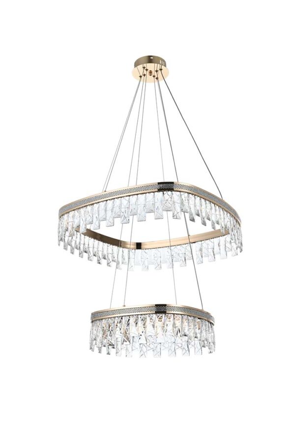 PENDENTE LED CRISTAL STENNA 40/60CM 47W 3000K OURO BRILHO