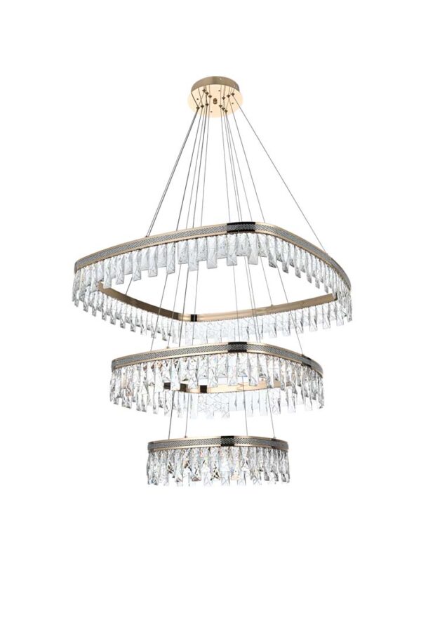 PENDENTE LED CRISTAL STENNA 40/60/80CM 88W 3000K OURO BRILHO