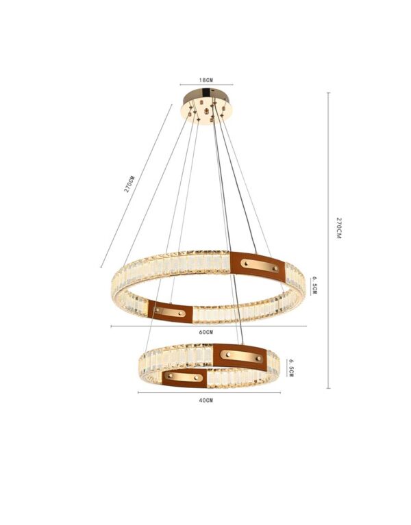 PENDENTE LED CRISTAL GULTY 40/60CM 51W 3000K OURO BRILHO - Image 6