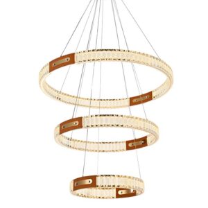 PENDENTE LED CRISTAL GULTY 40/60/80CM 98W 3000K OURO BRILHO