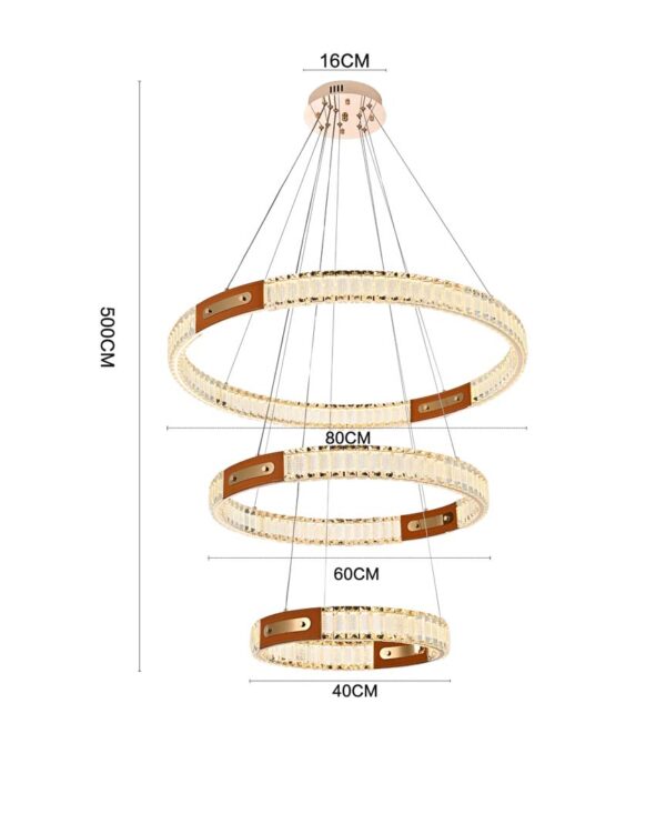 PENDENTE LED CRISTAL GULTY 40/60/80CM 98W 3000K OURO BRILHO - Image 7