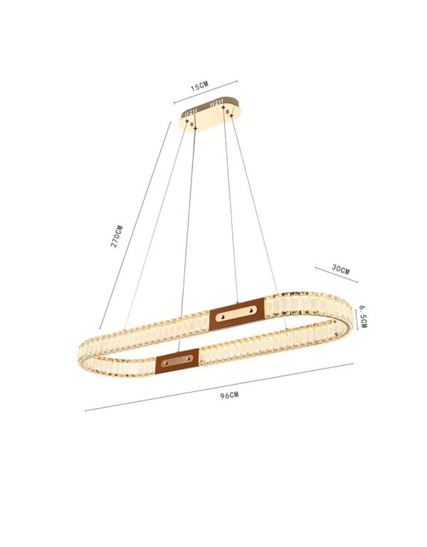 PENDENTE LED CRISTAL GULTY 30*96CM 40W 3000K OURO BRILHO - Image 6
