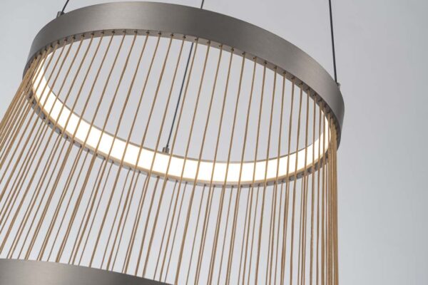 PENDENTE LED BEYS 51CM 46W 3000K CINZA/DOURADO - Image 7