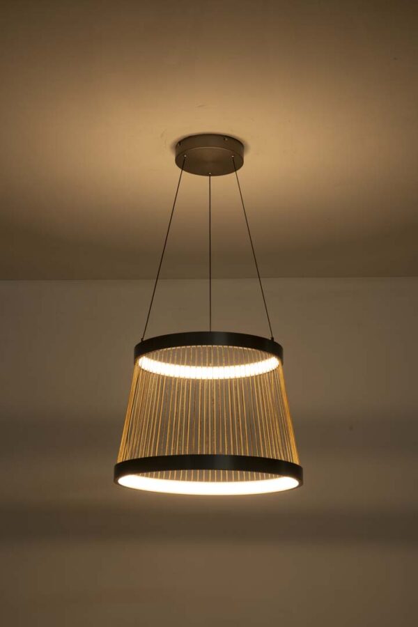 PENDENTE LED BEYS 51CM 46W 3000K CINZA/DOURADO - Image 9