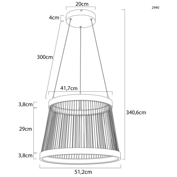 PENDENTE LED BEYS 51CM 46W 3000K CINZA/DOURADO - Image 12