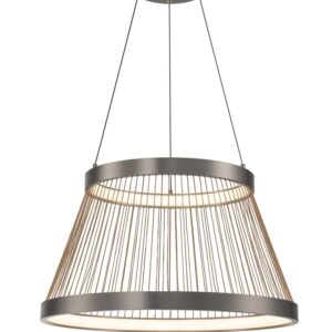 PENDENTE LED BEYS 68CM 50W 3000K CINZA/DOURADO