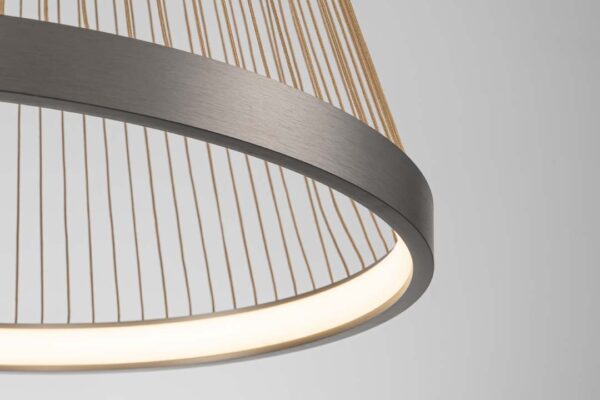 PENDENTE LED BEYS 68CM 50W 3000K CINZA/DOURADO - Image 7