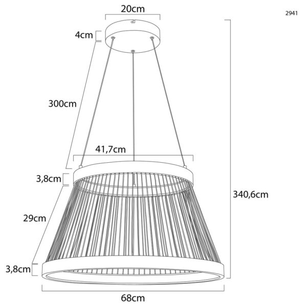 PENDENTE LED BEYS 68CM 50W 3000K CINZA/DOURADO - Image 3