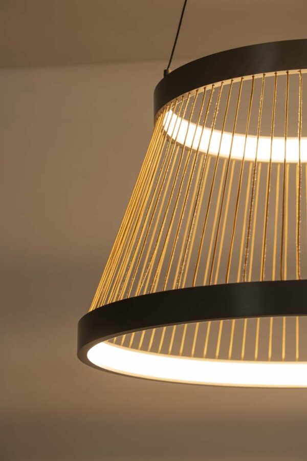PENDENTE LED BEYS 68CM 50W 3000K CINZA/DOURADO - Image 5
