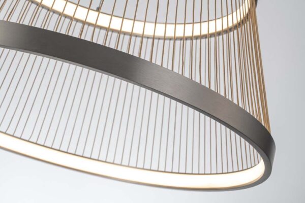 PENDENTE LED BEYS 80CM 70W 3000K CINZA/DOURADO - Image 8