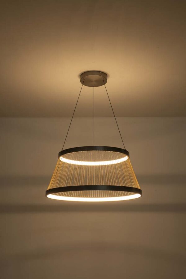 PENDENTE LED BEYS 80CM 70W 3000K CINZA/DOURADO - Image 5