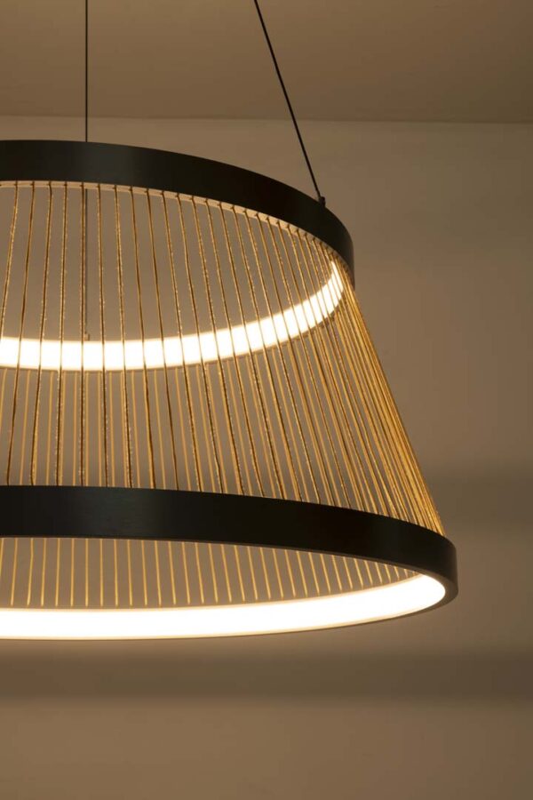 PENDENTE LED BEYS 80CM 70W 3000K CINZA/DOURADO - Image 4