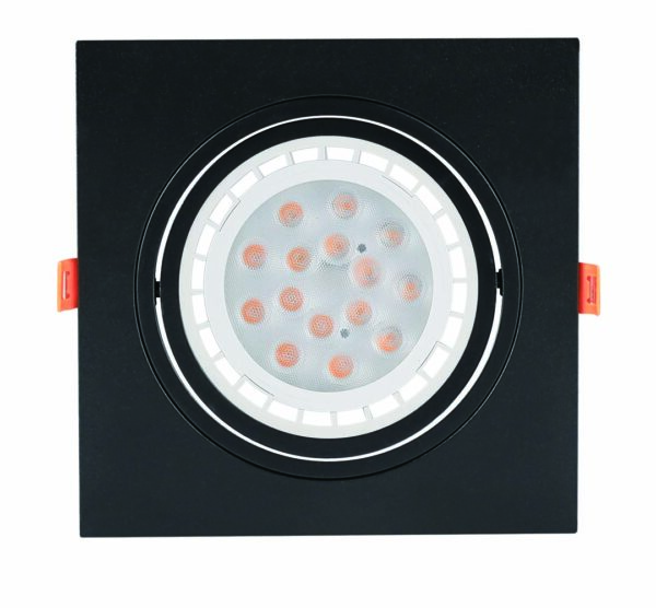 SPOT PLANO EMBUTIR QDR. AR111 PRETO