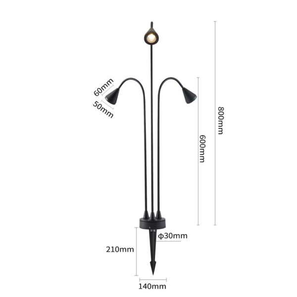 LUM. LED DE JARDIM WEDI IP66 C/80CM 3*5W 3000K PT - Image 7