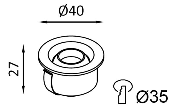 MINI SPOT LED OLLO RED EMBUTIR 1W 3000K IRC90 BR - Image 7