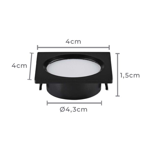 SPOT LED ALUA EMBUTIR QUAD. C/2UN 2W 4000K PT - Image 2