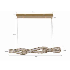 PENDENTE LED CRISTAL LEZIE ORI C/115CM 68W 3000K OURO BRILHO